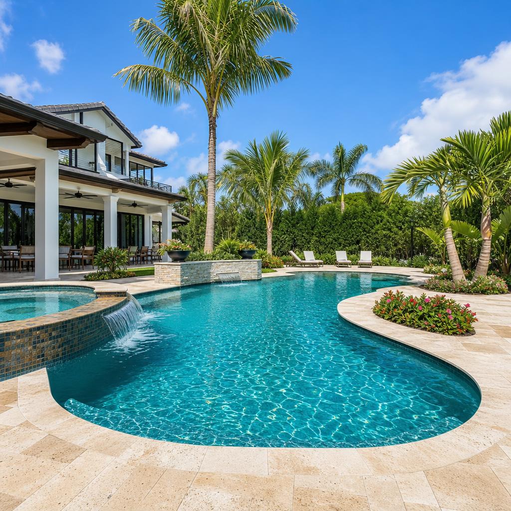Custom South Florida pool and outdoor living space